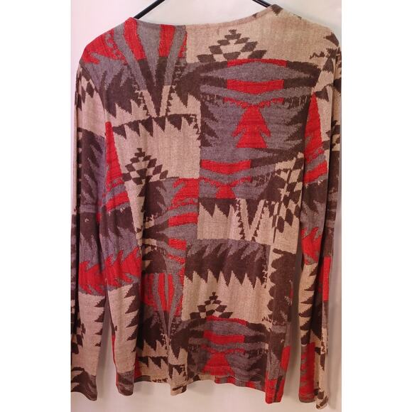 VTG Lauren Ralph Lauren LRL Southwestern Aztec Patchwork Henley Top XL 90s Boho - Picture 4 of 7